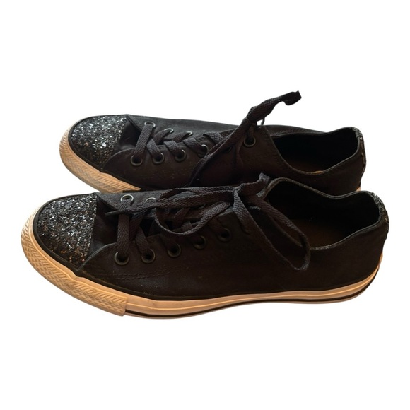 Converse Women's Black Glitter Sneakers Womens Size 9 - Picture 2 of 7